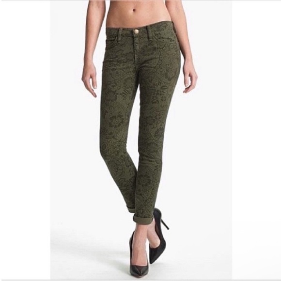 Current/Elliott Denim - Current/Elliott The Rolled Skinny jeans green army lace denim